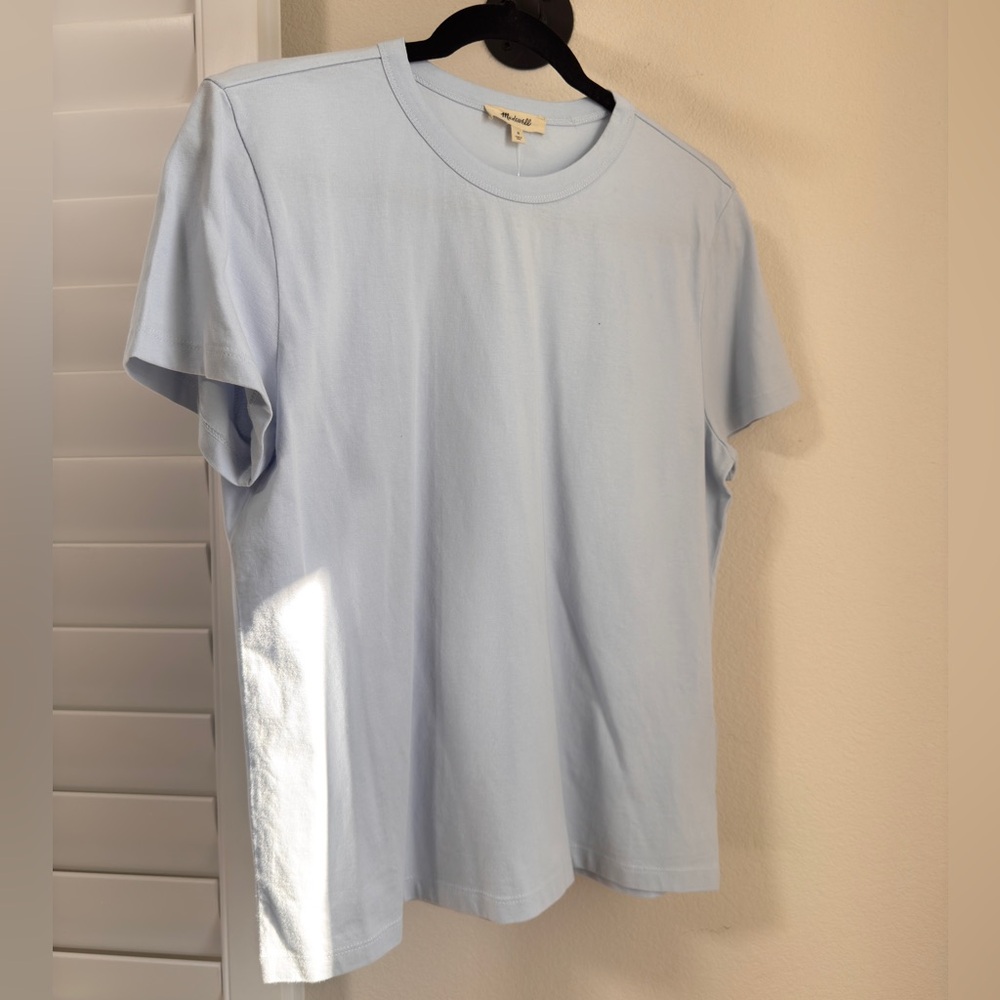 Madewell. Size M. Garment dyed all day crew neck tee Light Blue - Picture 6 of 8